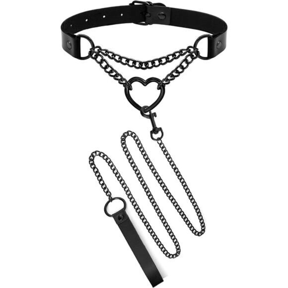 Versatile Choker Necklace & Leash Set | Gothic Punk Cosplay Jewelry - Picture 2 of 5